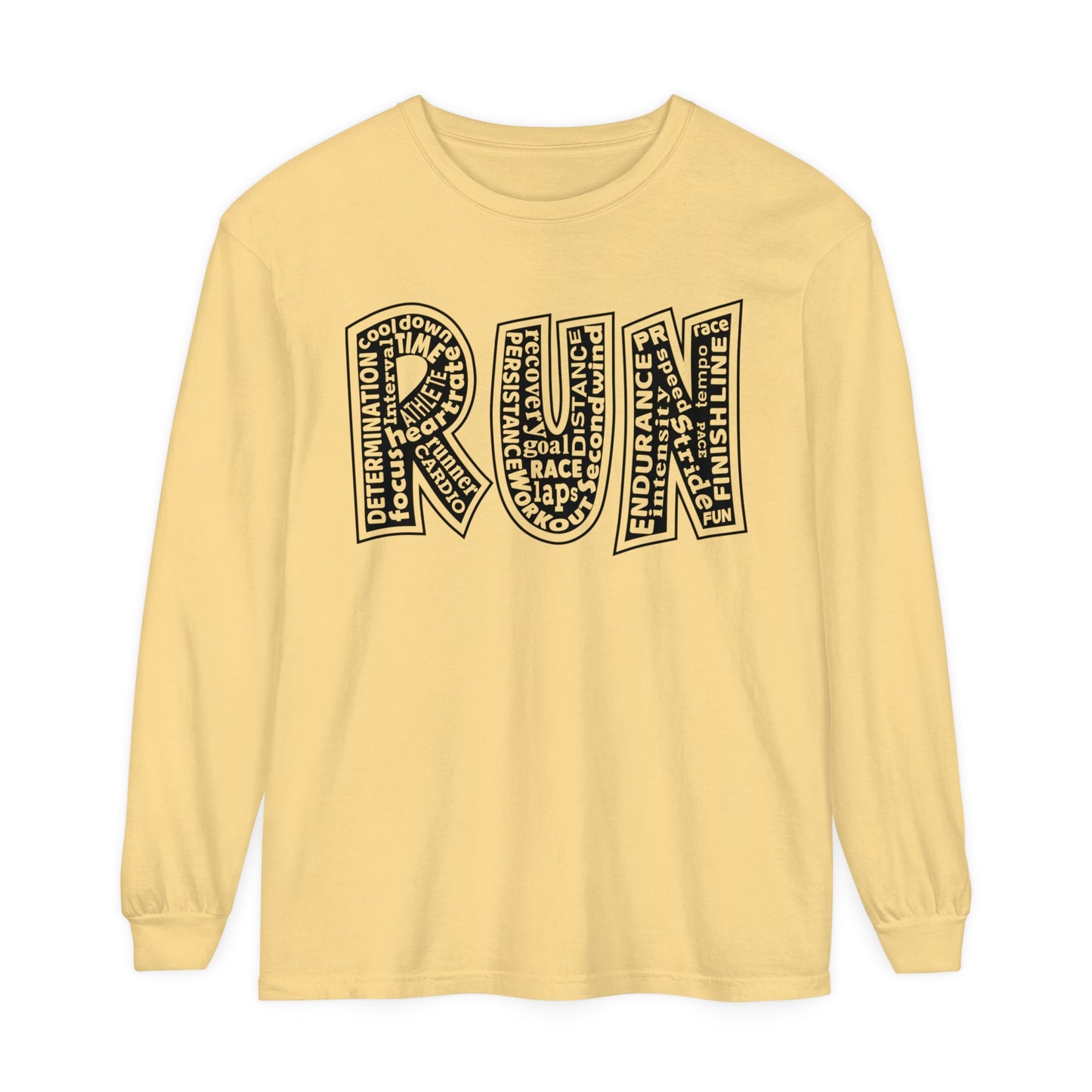 RUN Unisex Garment-Dyed Long Sleeve T-Shirt / Run Long Sleeve Running T-Shirt