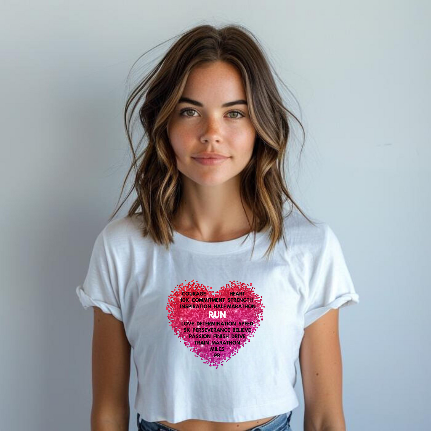 Runner's Heart Crop Top / Running T-Shirt / Motivational Crop Top