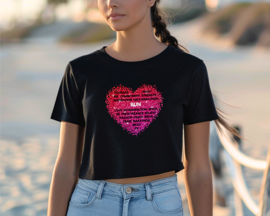 Runner's Heart Crop Top / Running T-Shirt / Motivational Crop Top