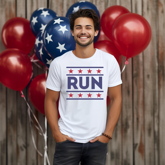 ontherun Run Unisex Jersey Short Sleeve Tee / Patriotic Short Sleeve T-Shirt / 4th of July T-Shirt / Running T-Shirt