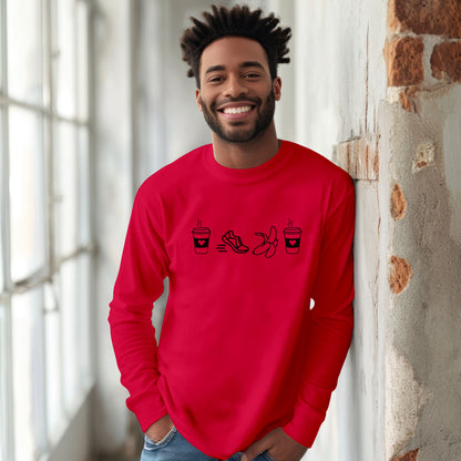 Coffee Run Banana Coffee Long Sleeve T=Shirt / Running T-Shirt