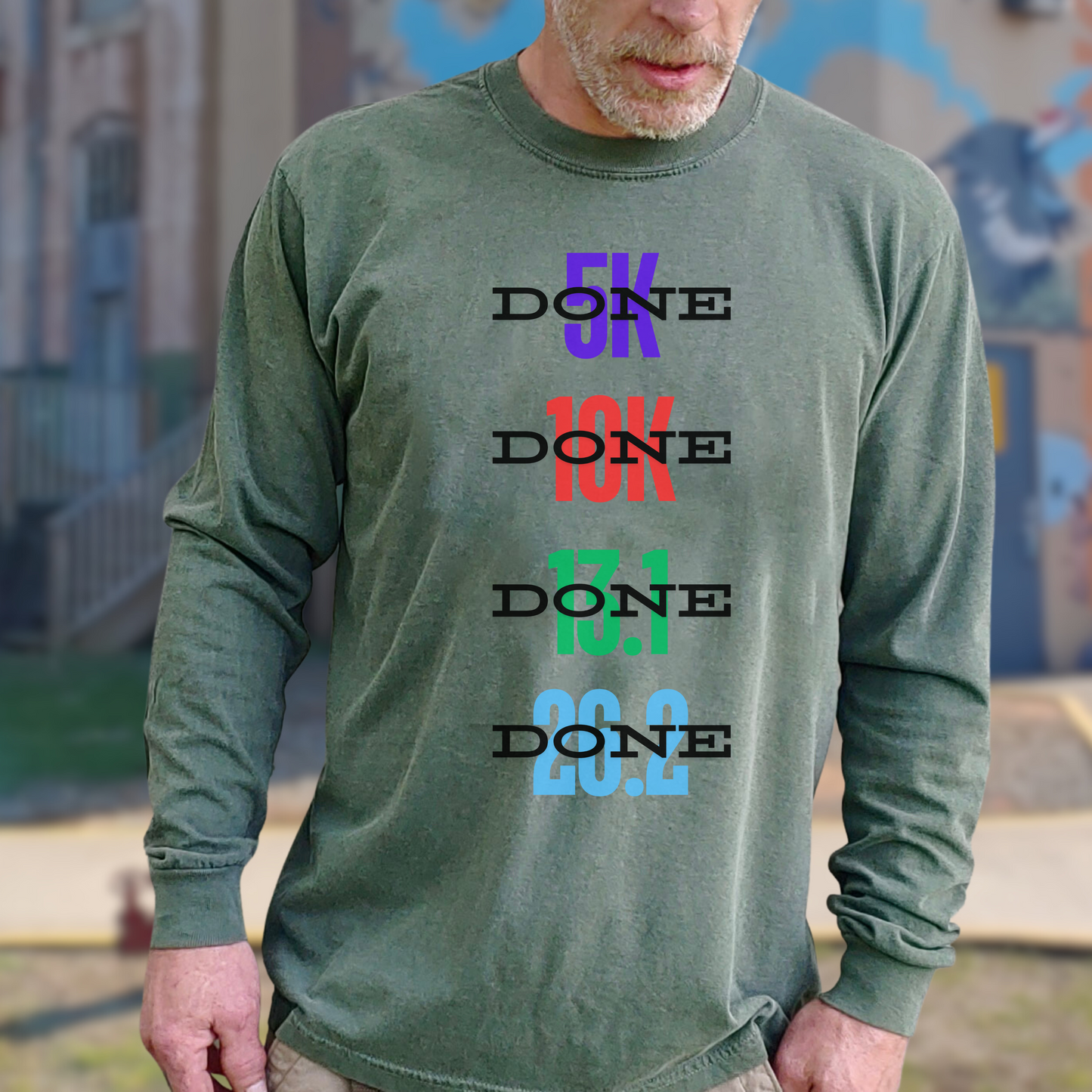 Done Unisex Garment-Dyed Long Sleeve T-Shirt / Running Long Sleeve T-Shirt