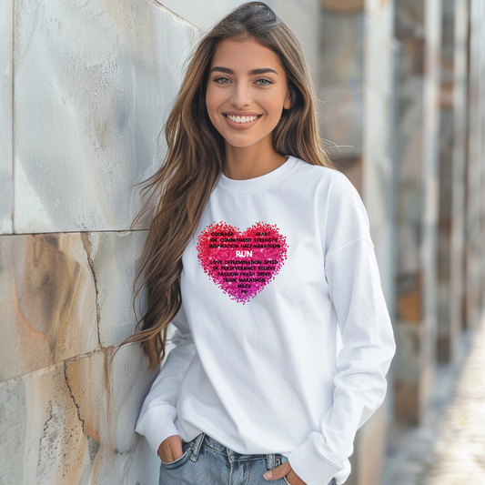 Run Heart Motivational Unisex Jersey Long Sleeve Tee / Long Sleeve Running T-Shirt / T-Shirt for Runners / Gift for Runners