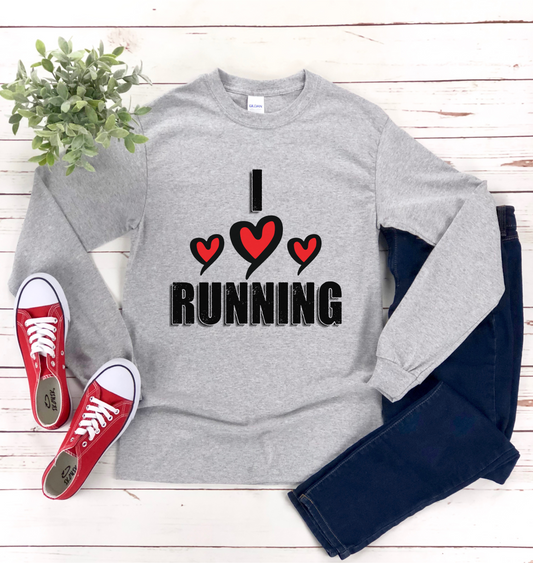 I Love Running Long Sleeve Tee / Unisex Ultra Cotton Shirt for Runners