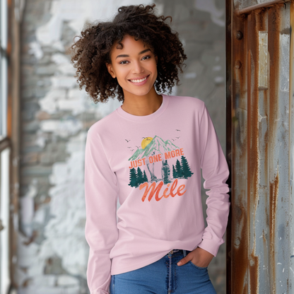 Just One More Mile Adventure Long Sleeve Tee / Unisex Ultra Cotton Trail Running T-Shirt / Hiking Long Sleeve Tee / Gift for Runners