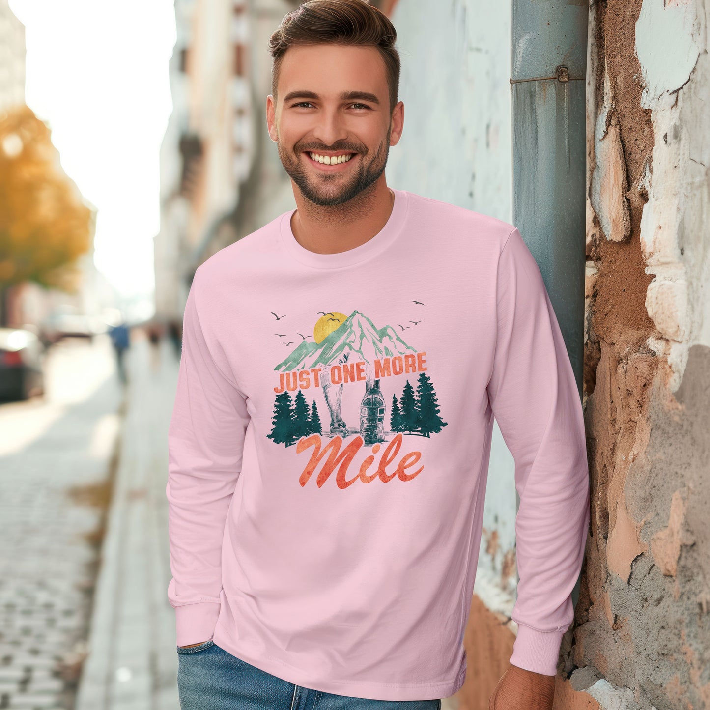 Just One More Mile Adventure Long Sleeve Tee / Unisex Ultra Cotton Trail Running T-Shirt / Hiking Long Sleeve Tee / Gift for Runners