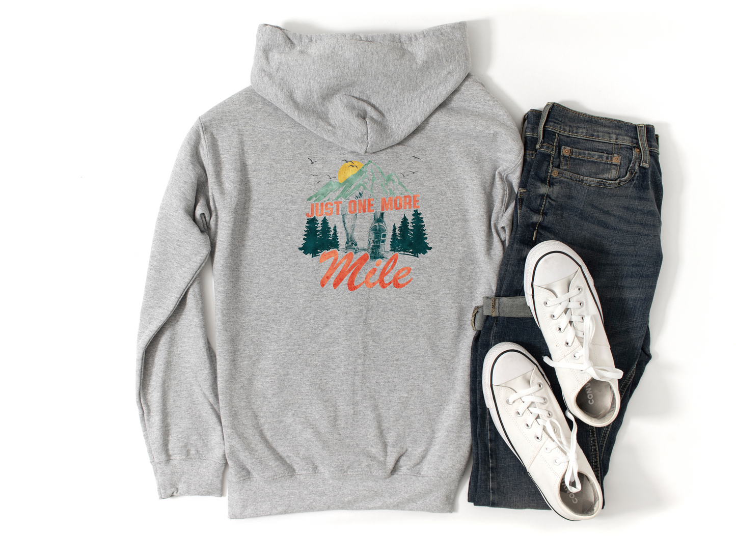 Just One More Mile Unisex Heavy Blend Zip Hoodie / Outdoor Adventure Sweatshirt / Runner's Zipper Hoodie