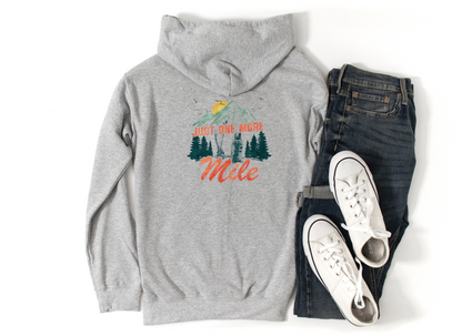 Just One More Mile Unisex Heavy Blend Zip Hoodie / Outdoor Adventure Sweatshirt / Runner's Zipper Hoodie