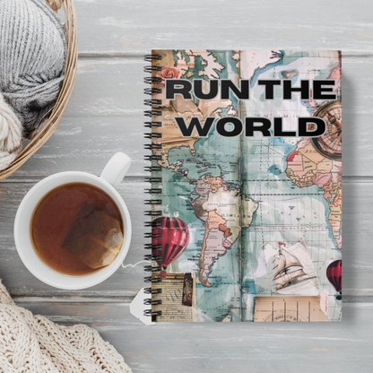 Run the World Spiral Notebook / Travel and Adventure Journal / Map Design Notebook or Running Record