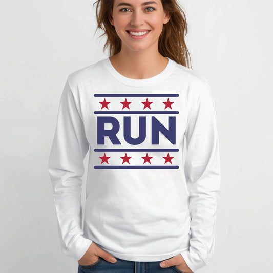 ontherun Run Unisex Ultra Cotton Long Sleeve Tee / Patriotic Long Sleeve T-Shirt / 4th of July Long Sleeve Tee / Running T-Shirt