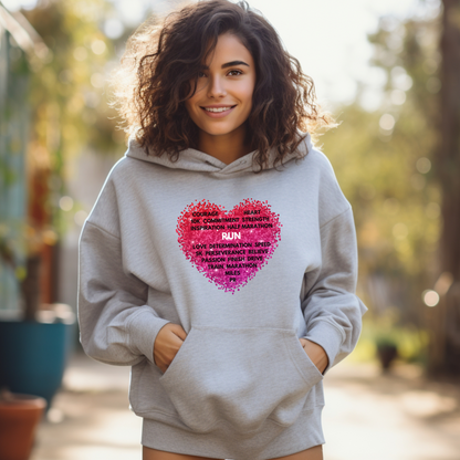 Run Heart Motivational Unisex Heavy Blend Hooded Sweatshirt / ontherun Running Hoodie / Hoodie for Runners