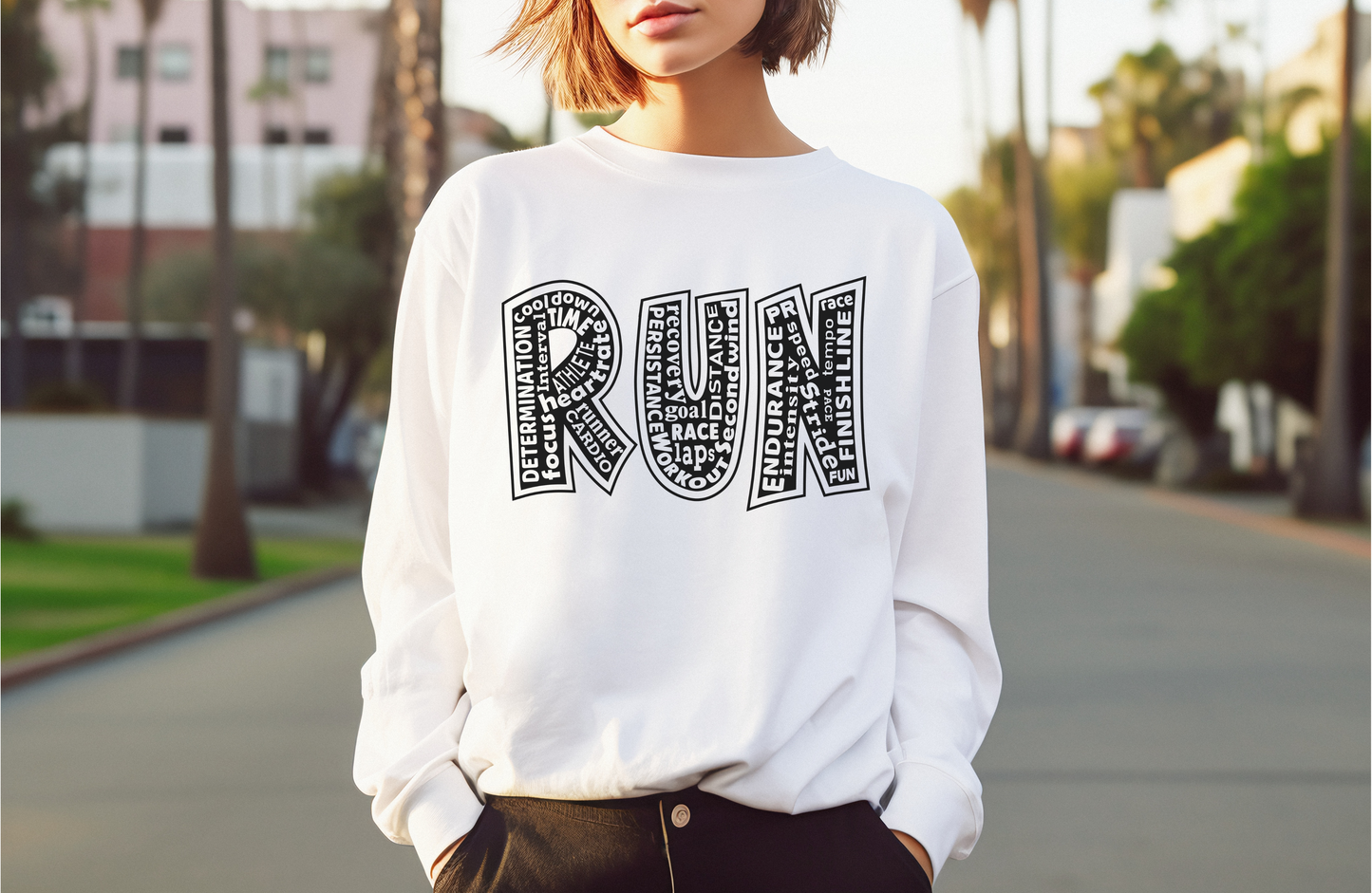 RUN Unisex Garment-Dyed Long Sleeve T-Shirt / Run Long Sleeve Running T-Shirt